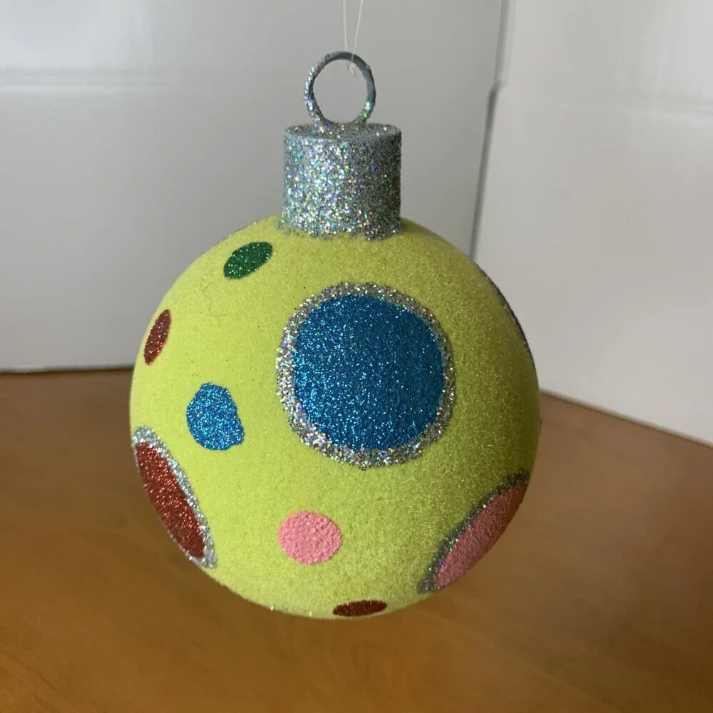 Raz Snowdoodles Christmas Ball 4” Green Multicolored